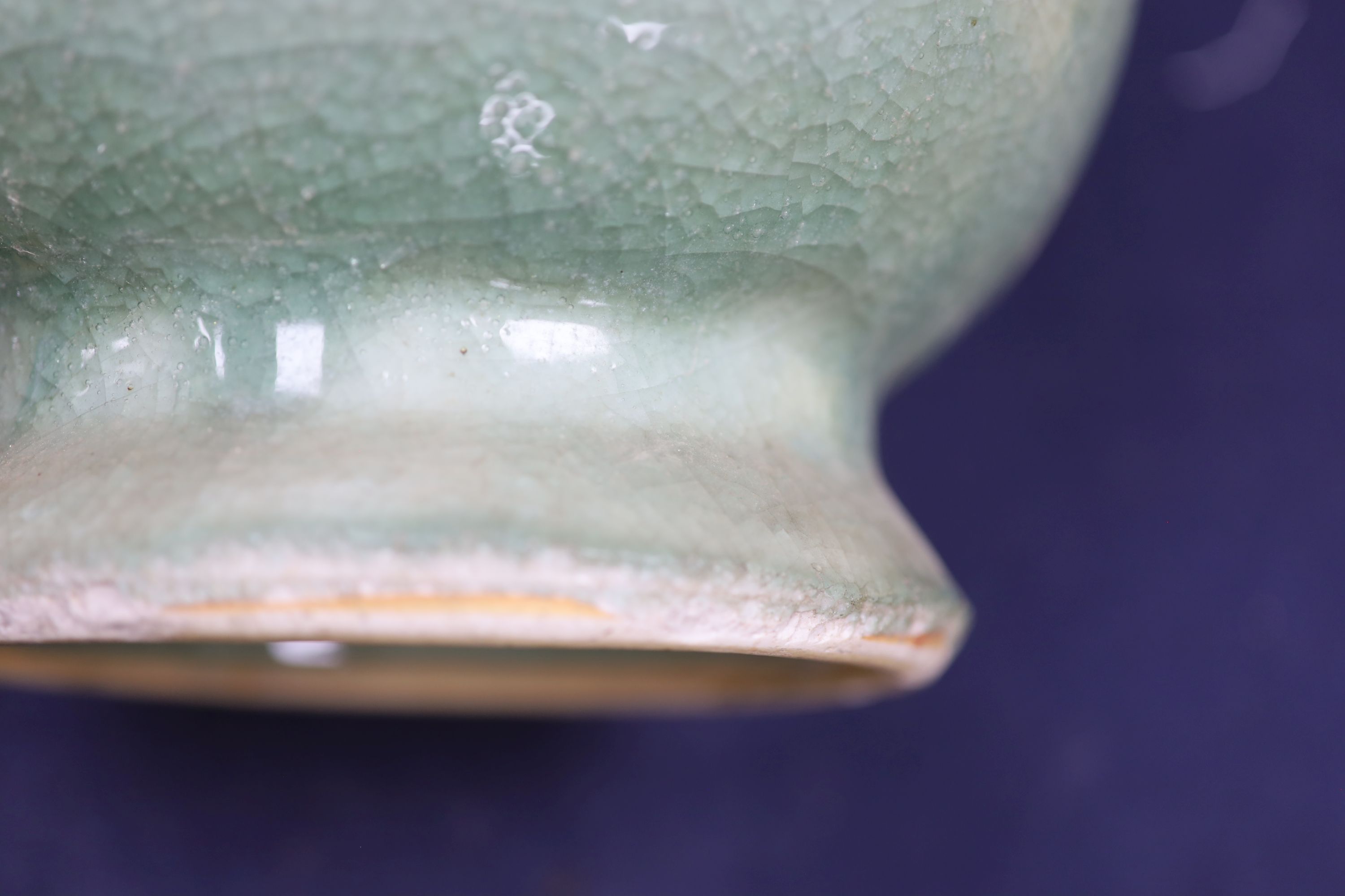 A Chinese celadon crackleglaze vase, probably 17th century or earlier, height 38cm